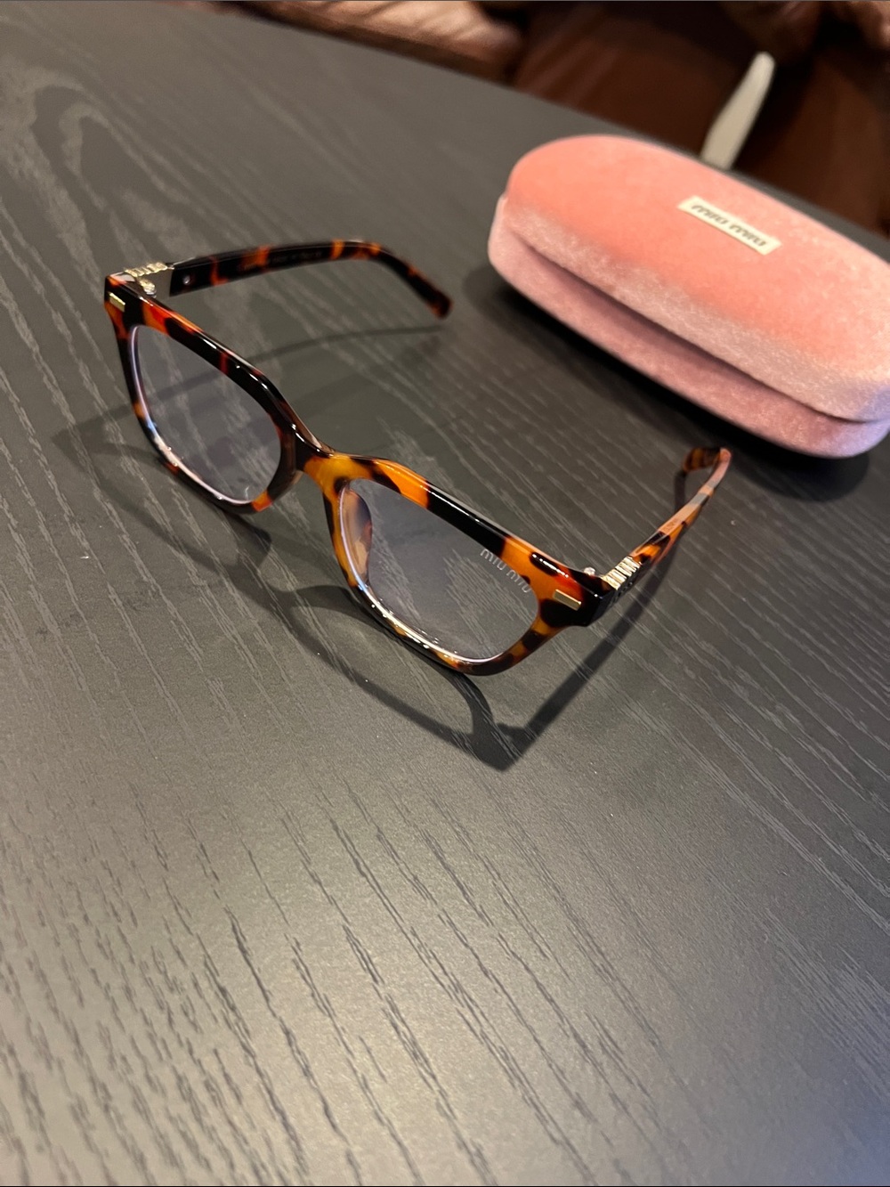 Miu Miu Tortoiseshell Brown Rectangular Women’s Glasses